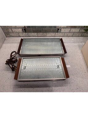 VTG MCM Salton Hot Tray Model H-110 H-122 Gourmet Automatic Food Warmer Set Of 2
